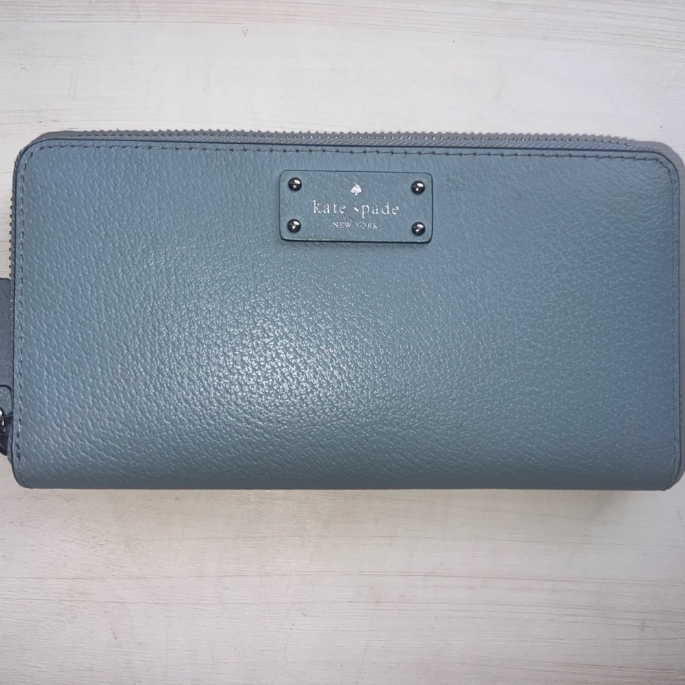 Kate Spade Blue Leather Zip Wallet